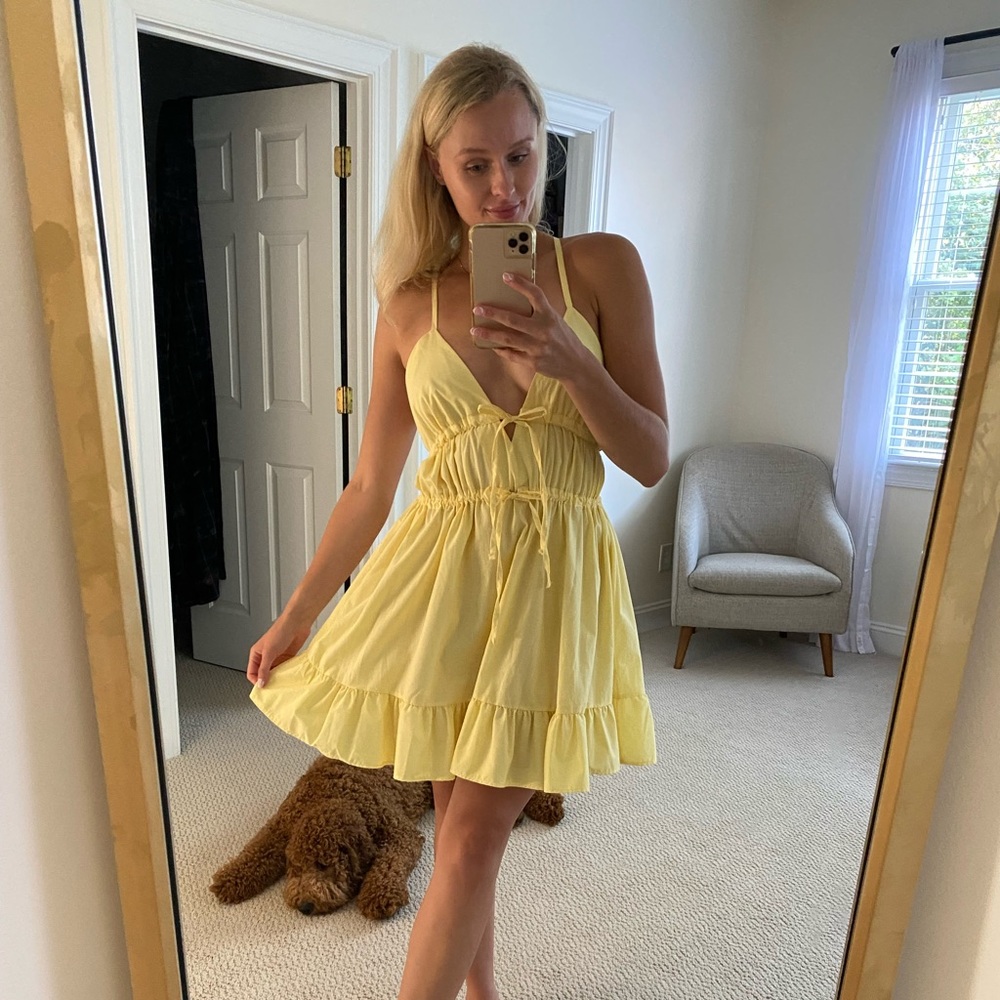 Yellow Spaghetti strap cross dress